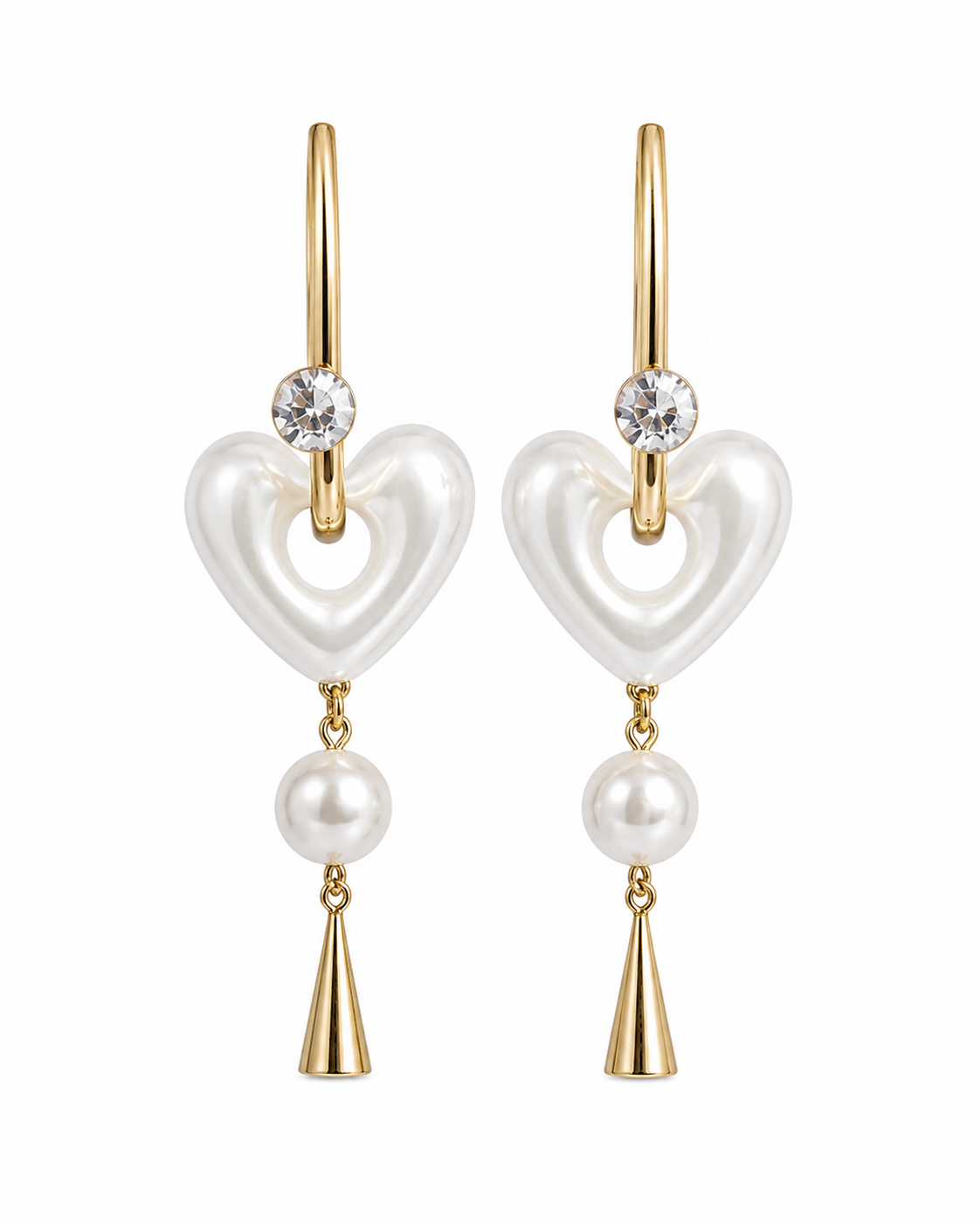 Pearl Heart Drop Earrings (2in1)