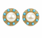 Azure Pearl Stud Earrings