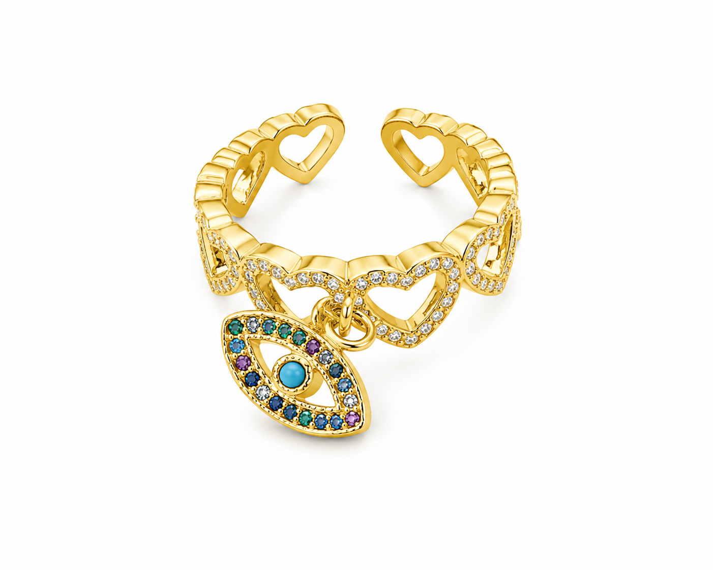 Evil Eye Heart Ring