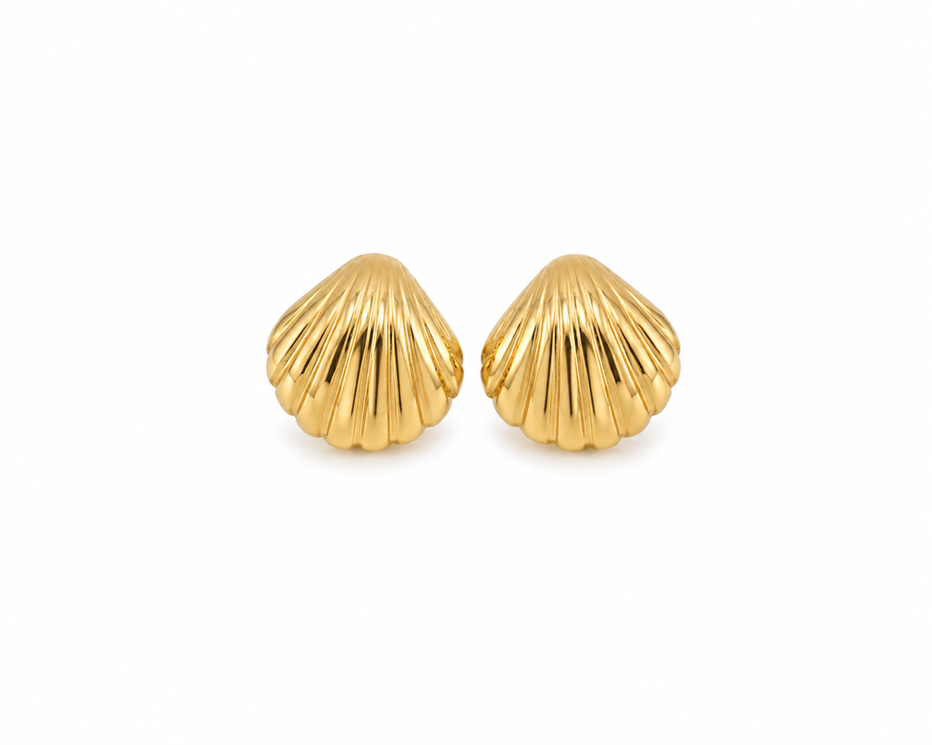 Golden Seashell Studs