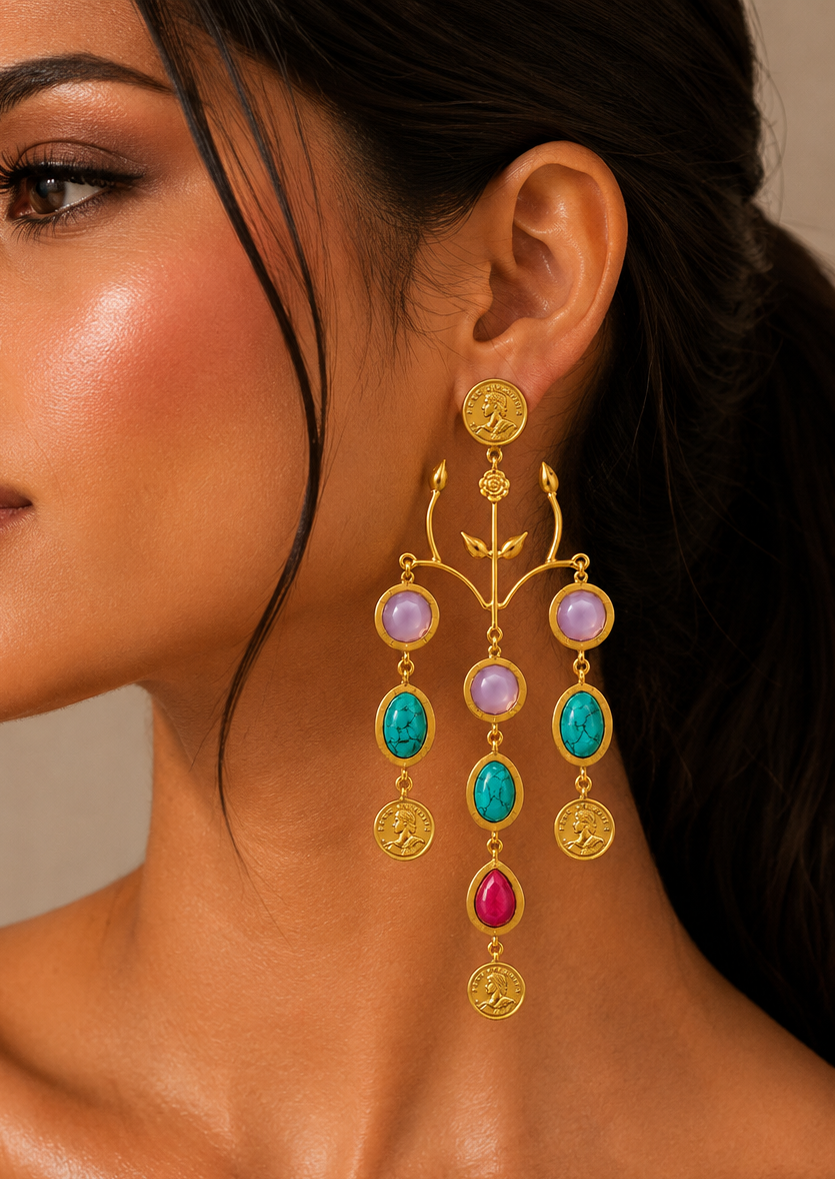 Victoria Coin Lace Stud Earrings