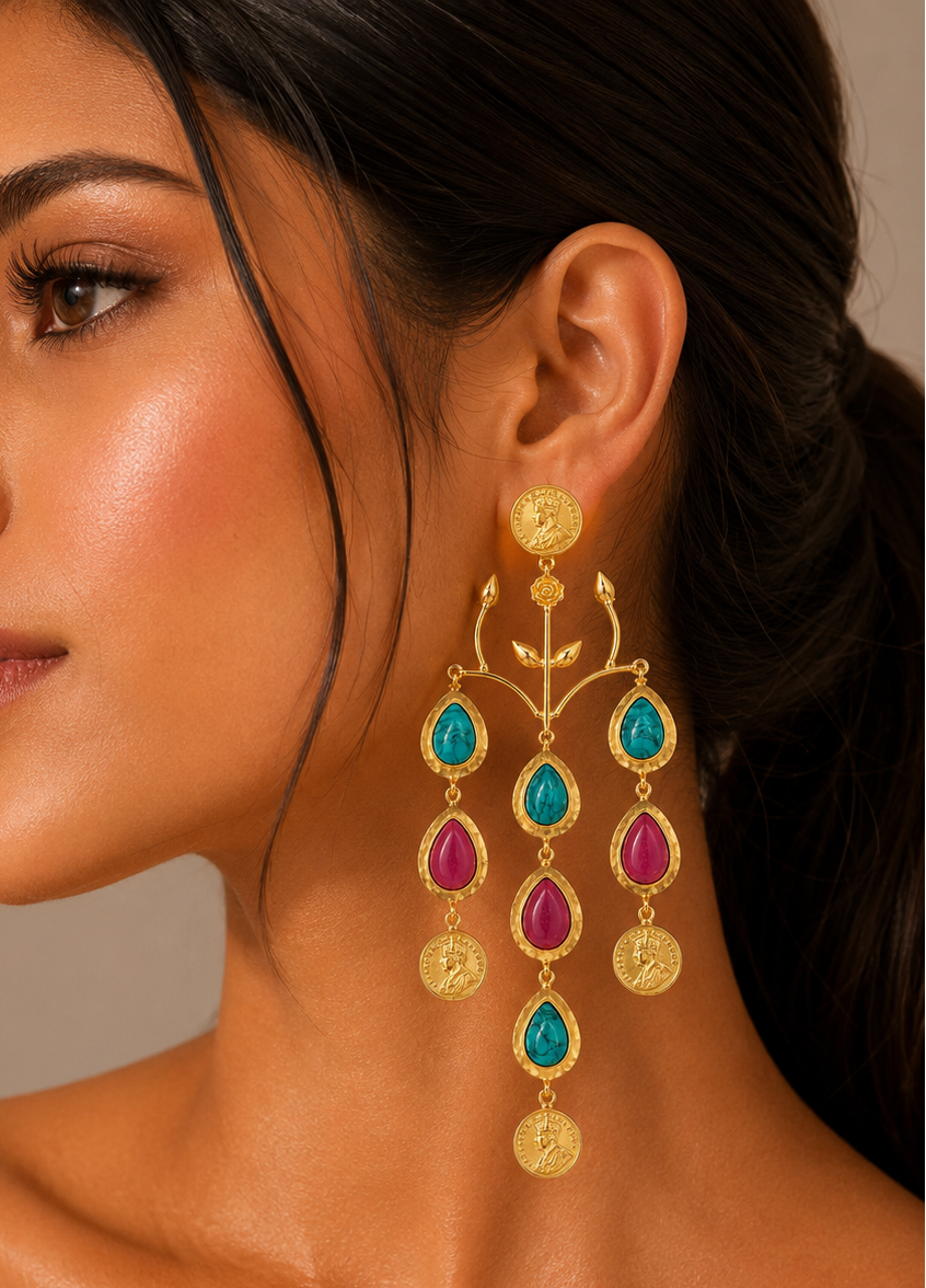 Victoria Coin Lace Stud Earrings