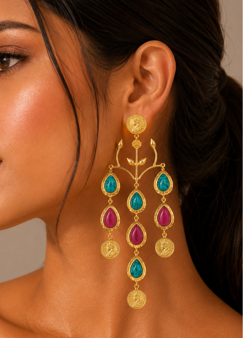 Victoria Coin Lace Stud Earrings