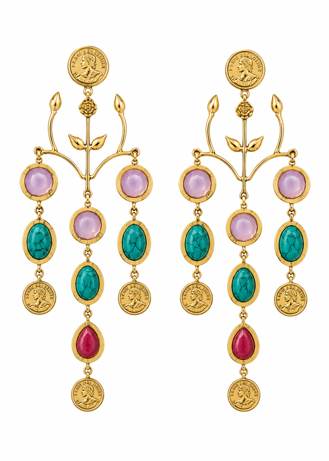 Victoria Coin Lace Stud Earrings