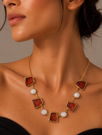 Amber Pearl Mosaic Necklace