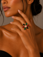 Midnight Bloom Statement Ring