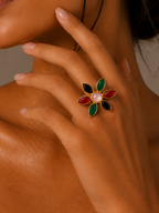 Midnight Bloom Statement Ring