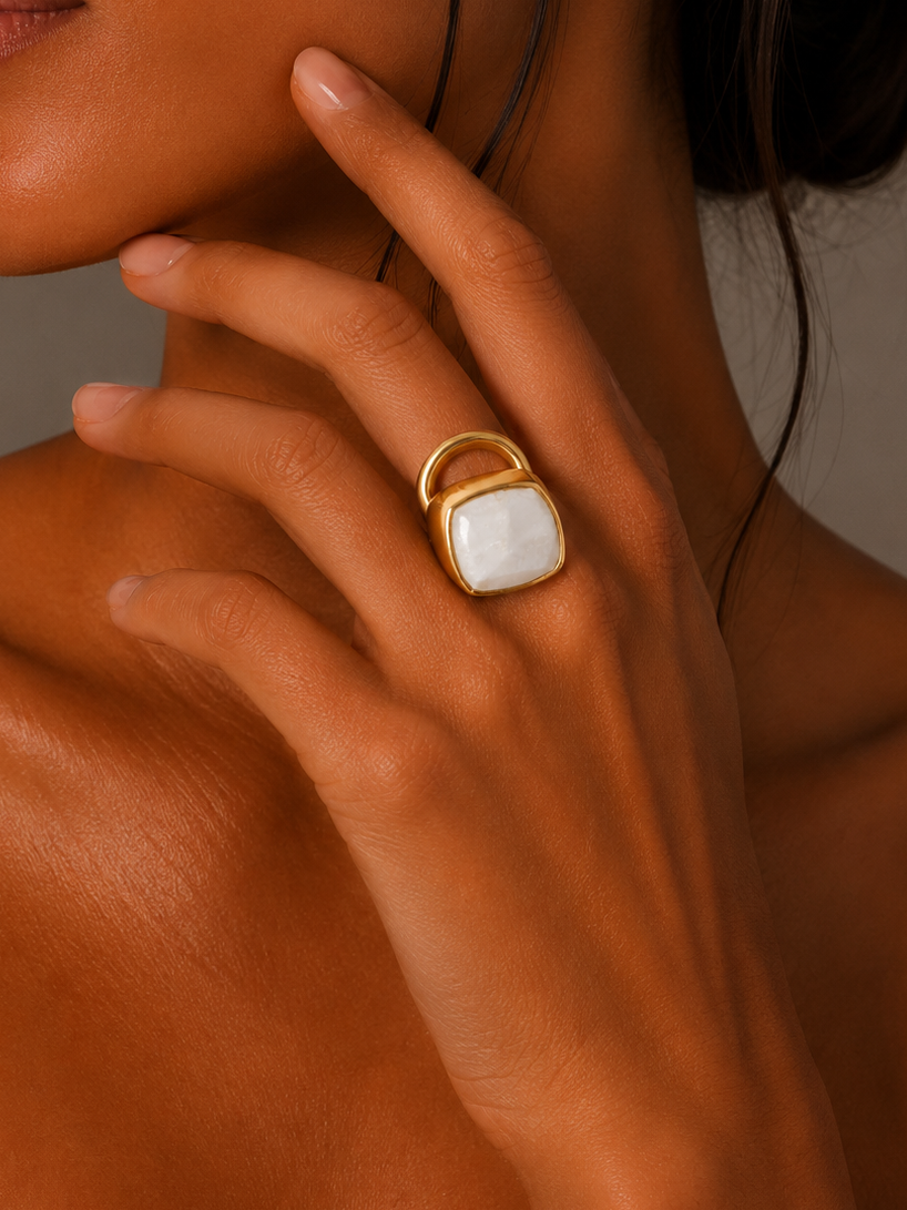 Moonstone Cushion Statement Ring