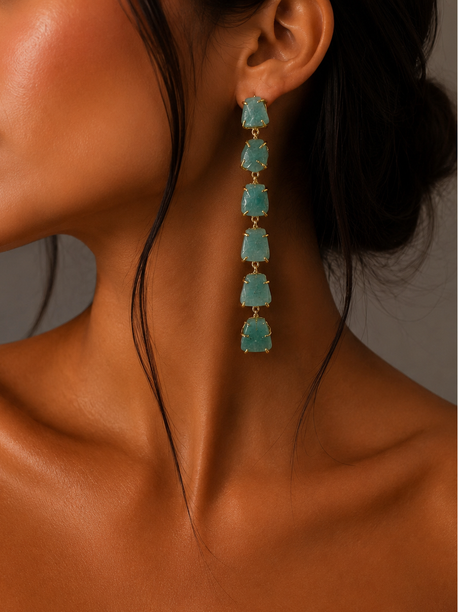 Aqua Cascade Statement Earrings