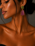Olive & Berry Raw Stone Earrings