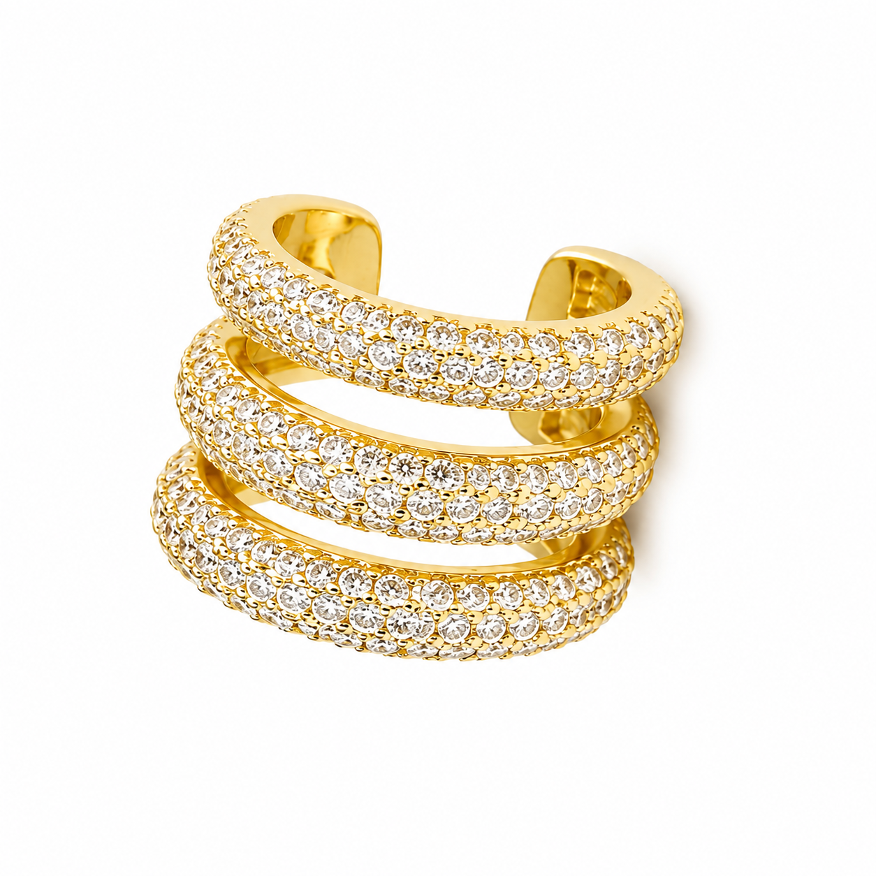 Triple Pavé Luxe Ear Cuff (Gold)