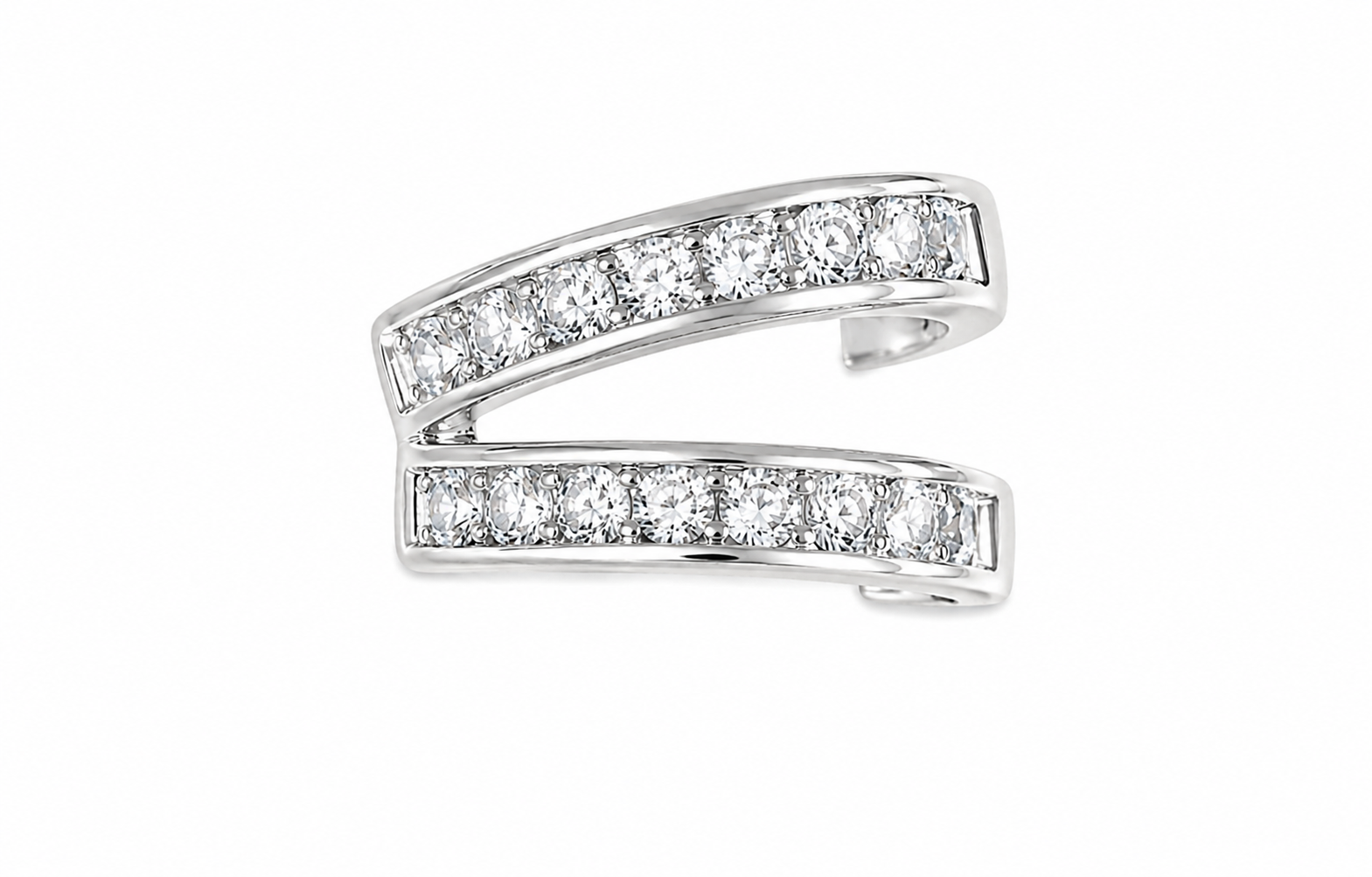 Crystal Cascade Wrap Ear Cuff (Silver)