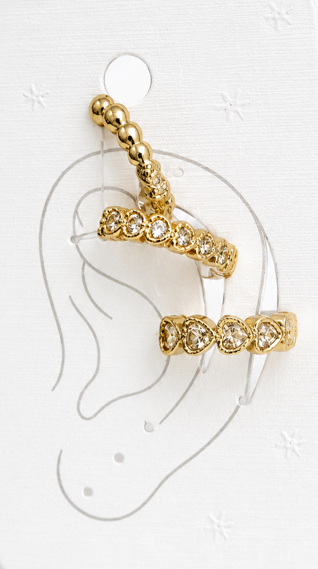 Radiant Heart Ear Cuff Set
