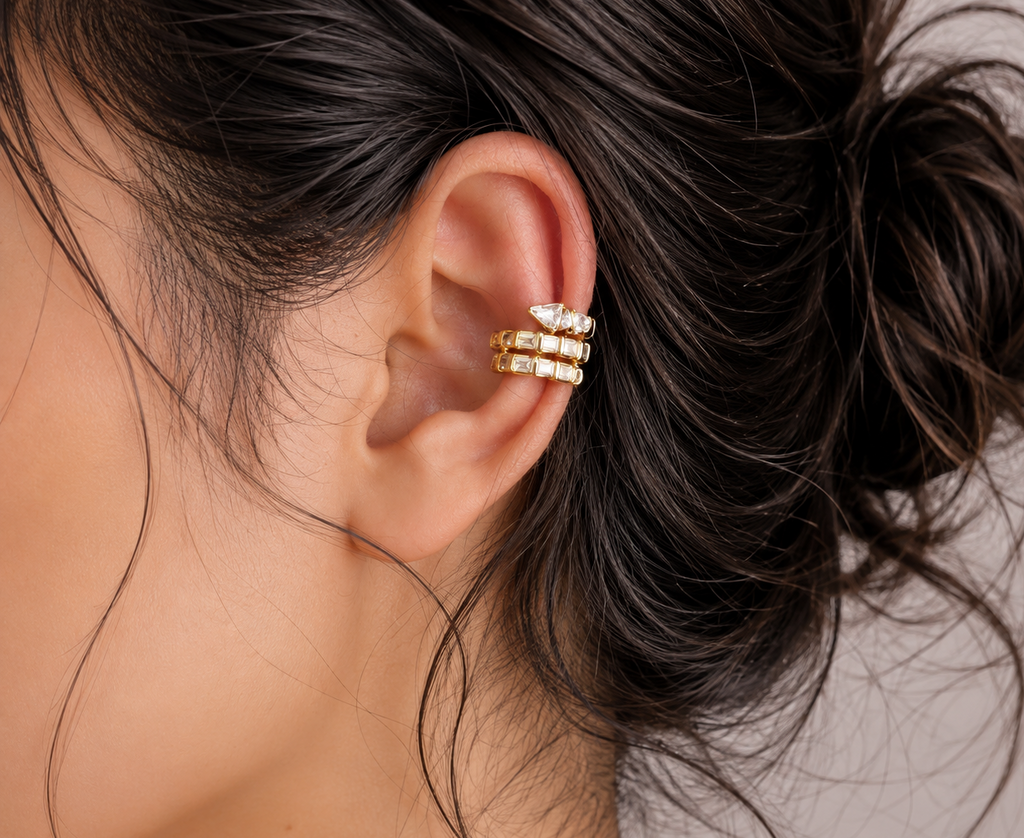 Golden Mosaic Statement Ear Cuff