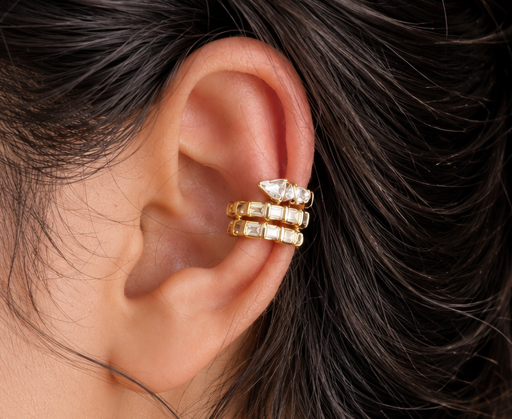 Golden Mosaic Statement Ear Cuff