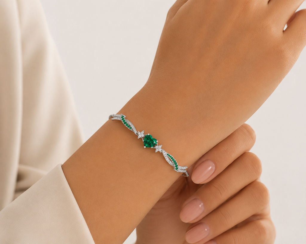 Emerald Grace Heart Bracelet