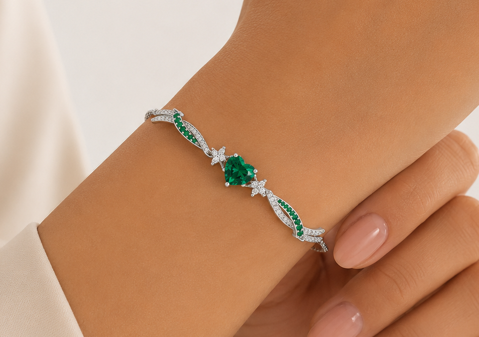 Emerald Grace Heart Bracelet