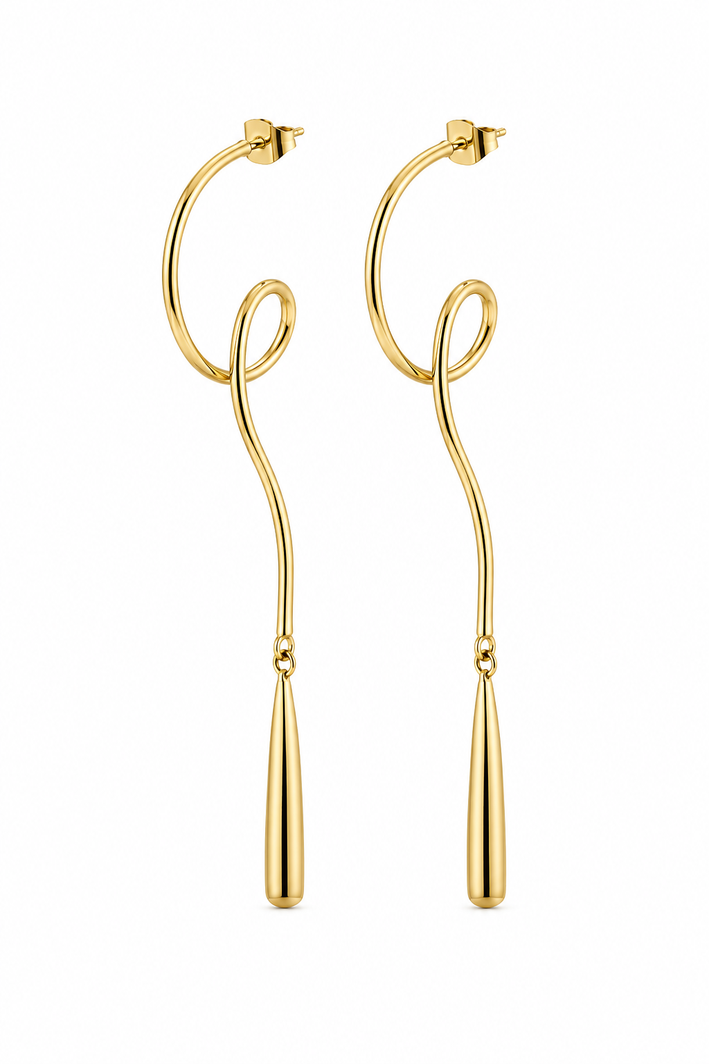 Sculpted Drop Hoop Earrings