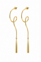 Sculpted Drop Hoop Earrings
