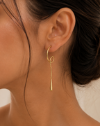 Sculpted Drop Hoop Earrings