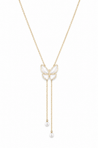 Luna Pearl Butterfly Lariat Necklace