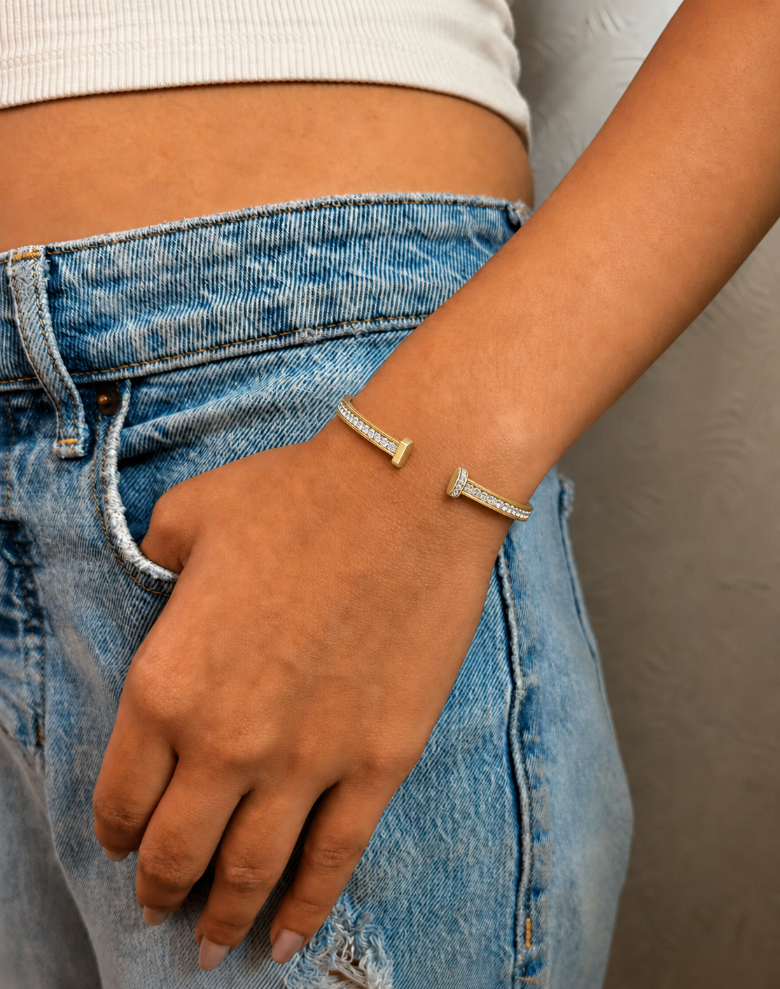 Nail-Inspired Crystal Bracelet