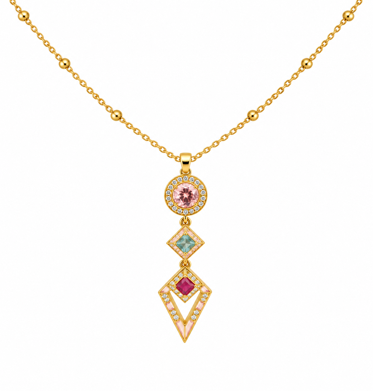 Celestia Geometric Drop Necklace
