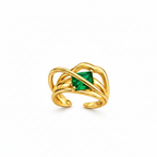 Emerald Twist Crossover Ring