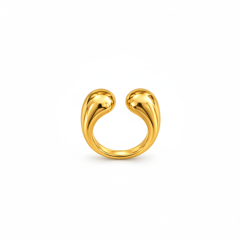 Twin Dome Open Gold Ring
