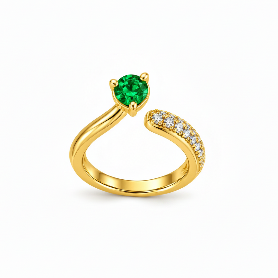 Emerald Halo Open Ring