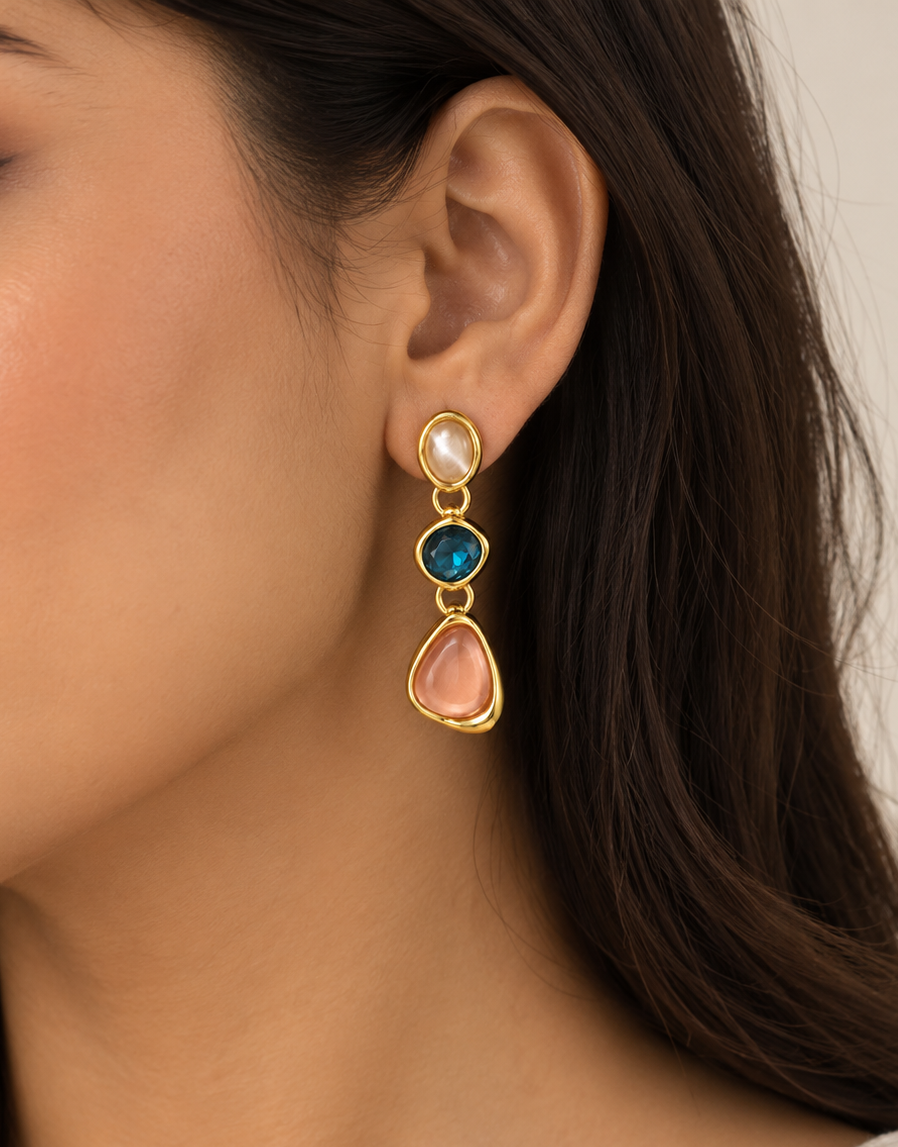 Aurora Trio Gemstone Drop Earrings