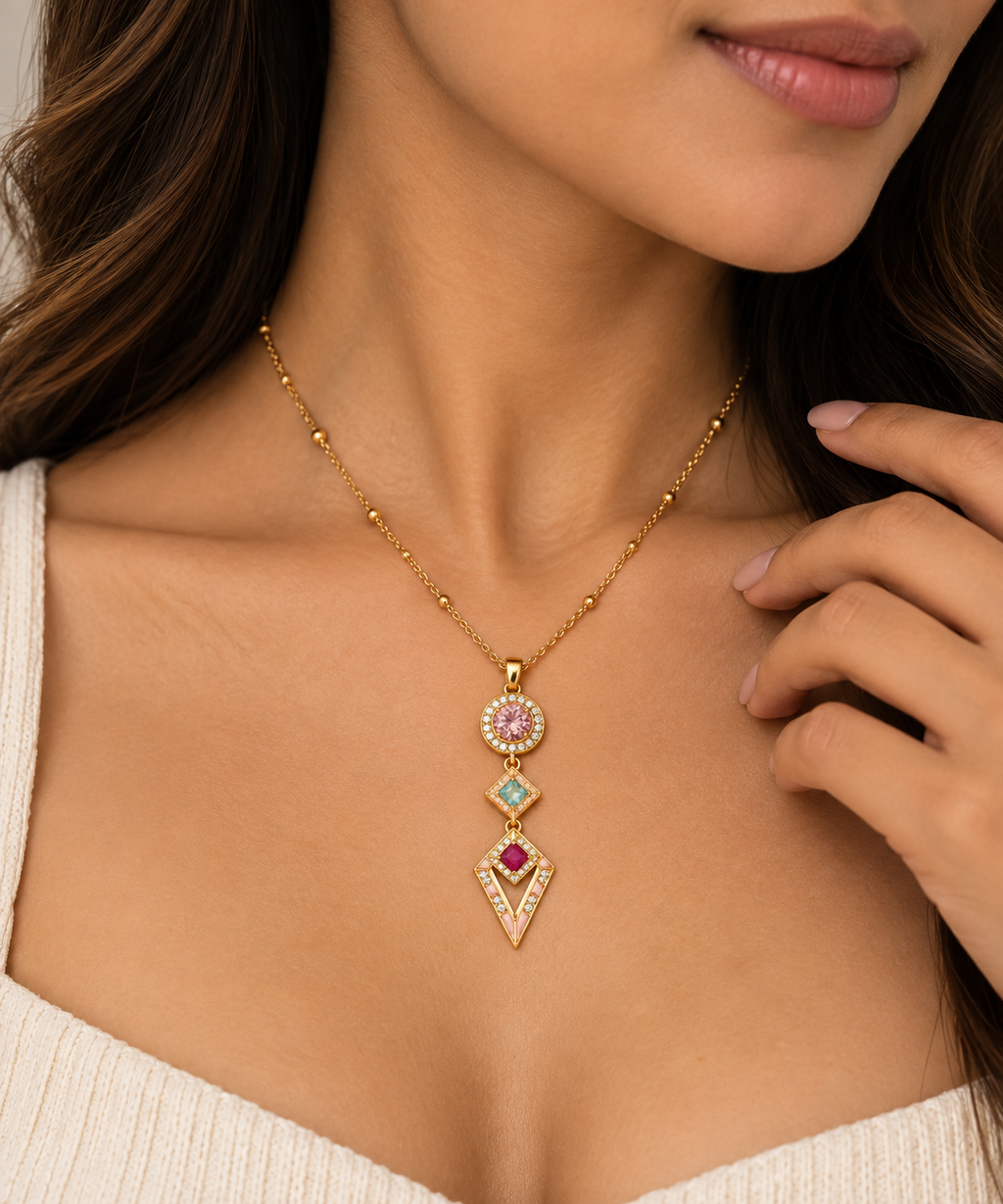 Celestia Geometric Drop Necklace