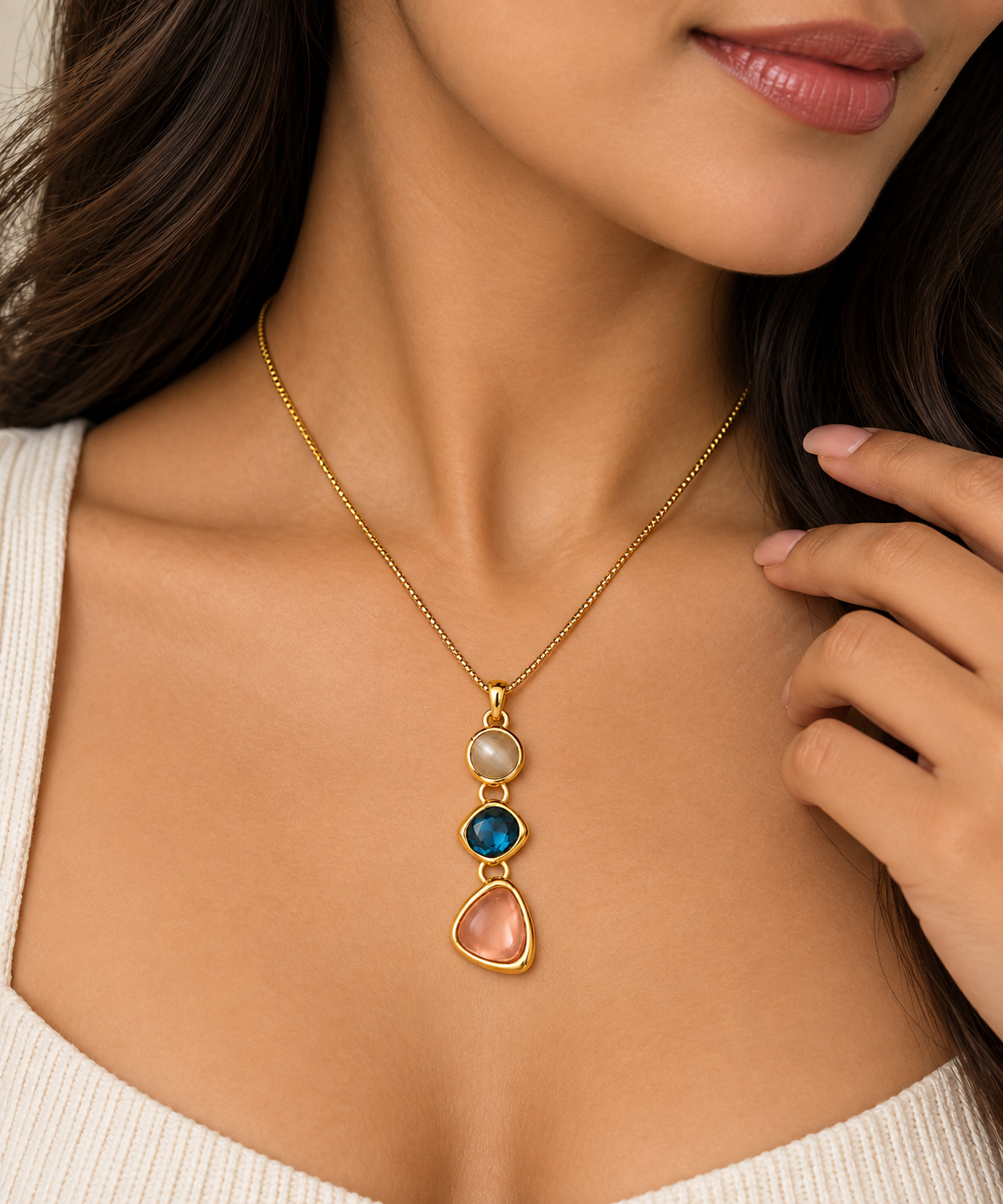 Aurora Trio Gemstone Necklace