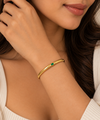 Emerald Glow Minimalist Gold Kada(BABYSIZE)