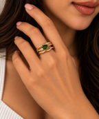 Emerald Twist Crossover Ring