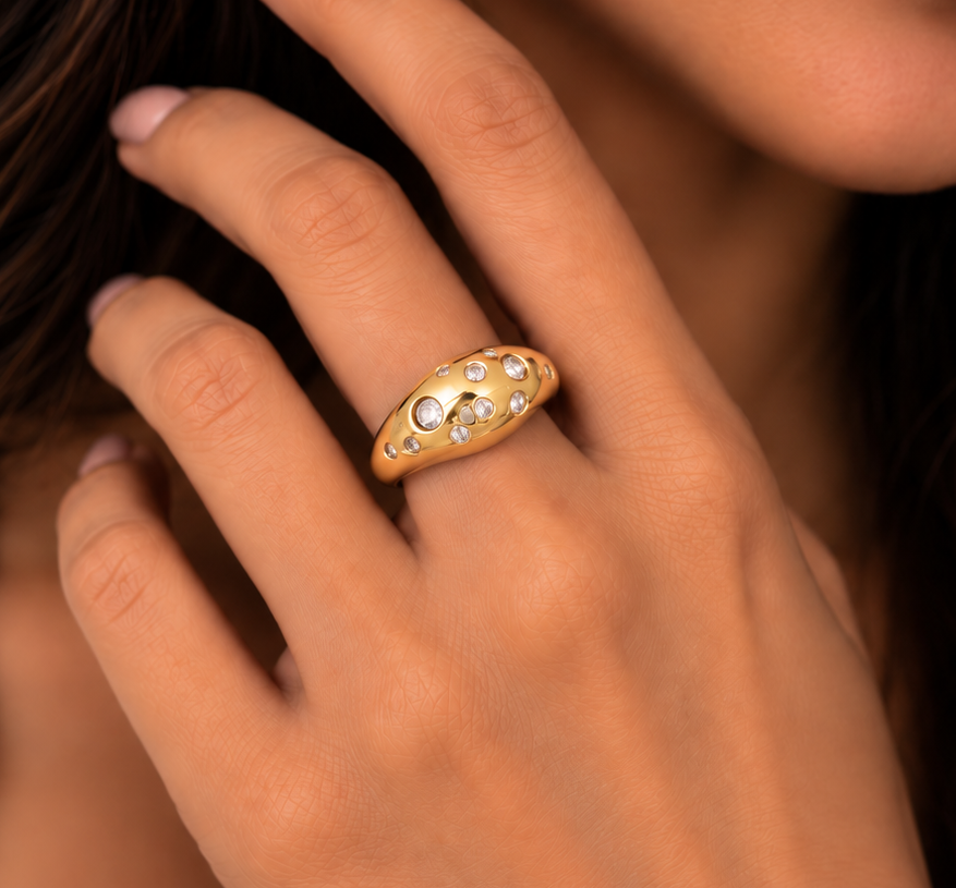 Celestia White Stone Gold Ring