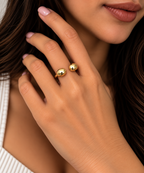 Twin Dome Open Gold Ring