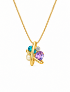 Contemporary Gold Gemstone Pendant Necklace