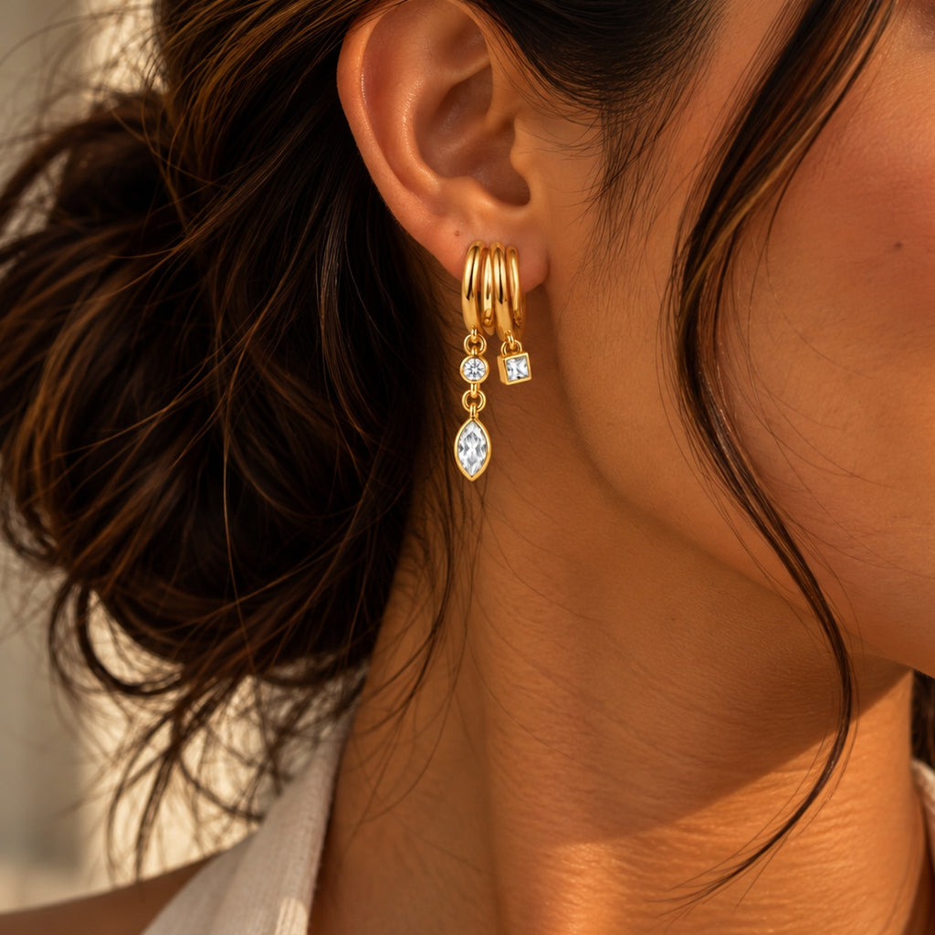 Luna Interlinked Gold Drop Earrings