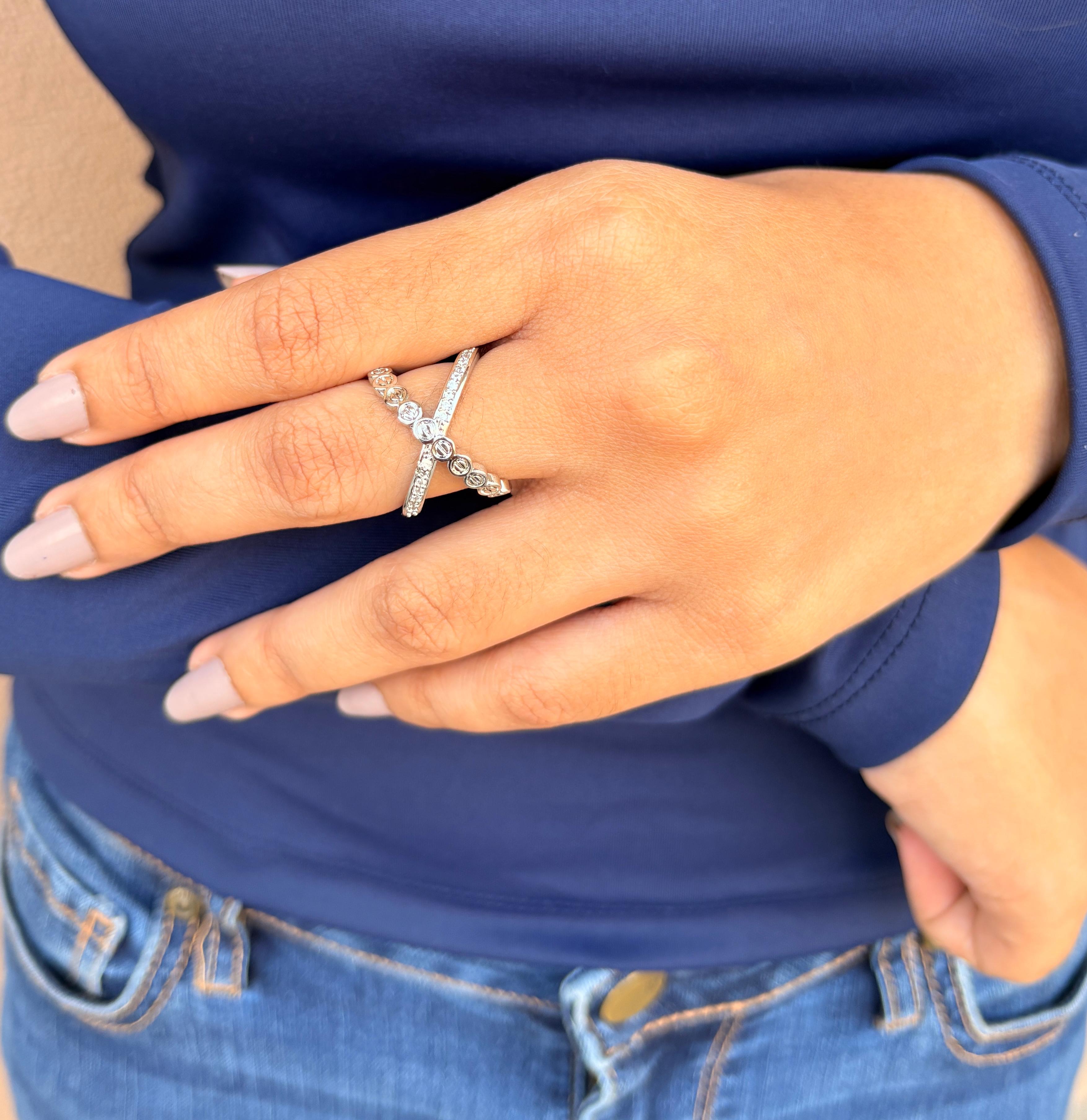 Diamond Silver Wing Ring