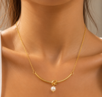 Gold Knot Pearl Necklace