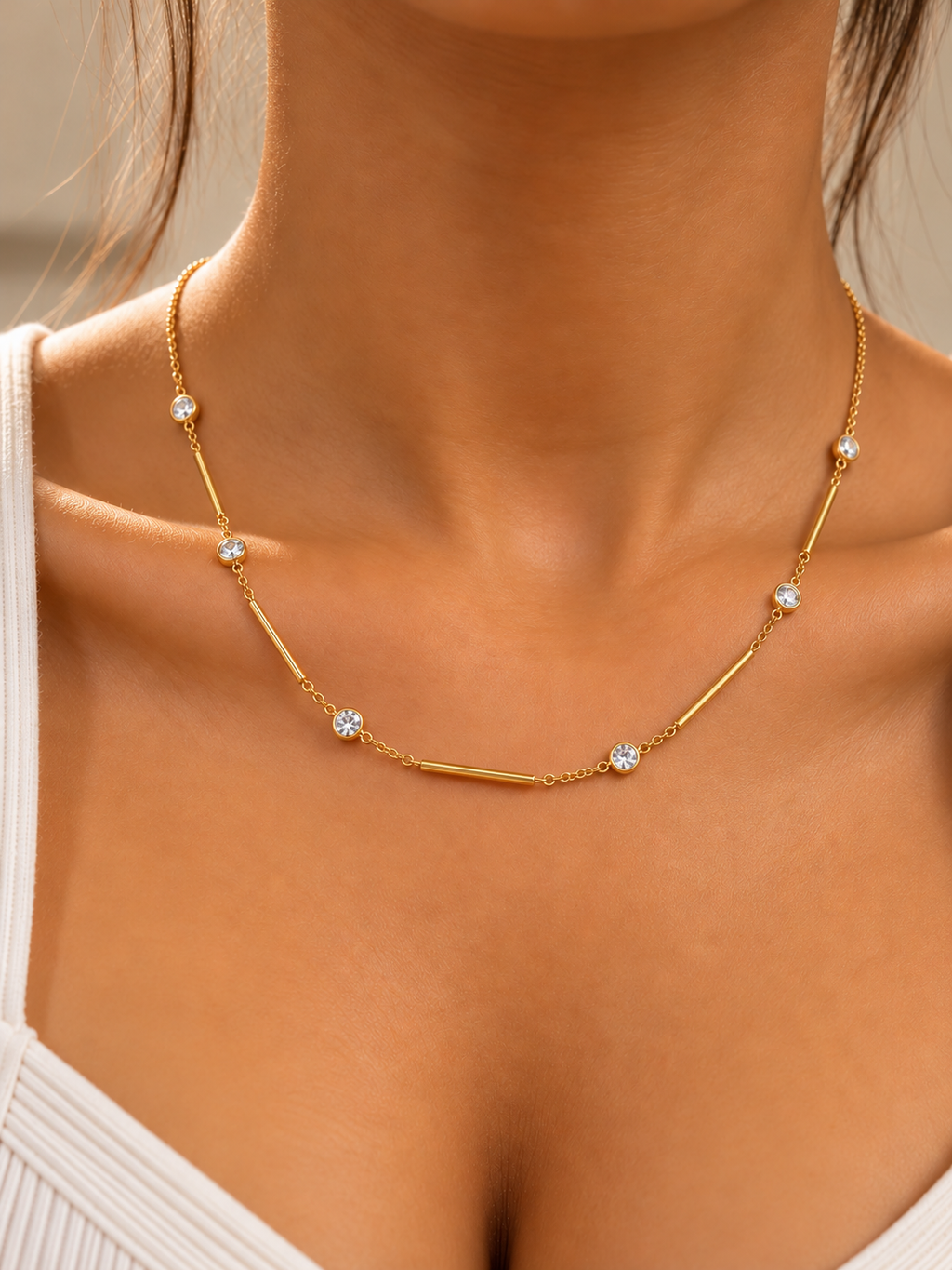 Gold Gemstone Chain Necklace