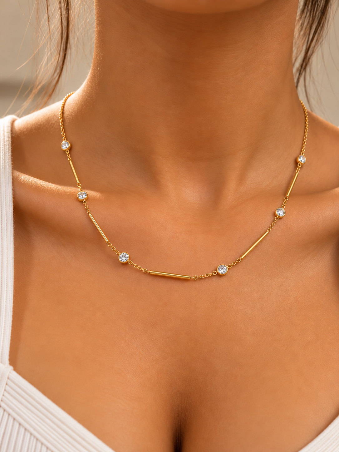 Gold Gemstone Chain Necklace