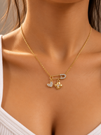 Gold Safety Pin Necklace