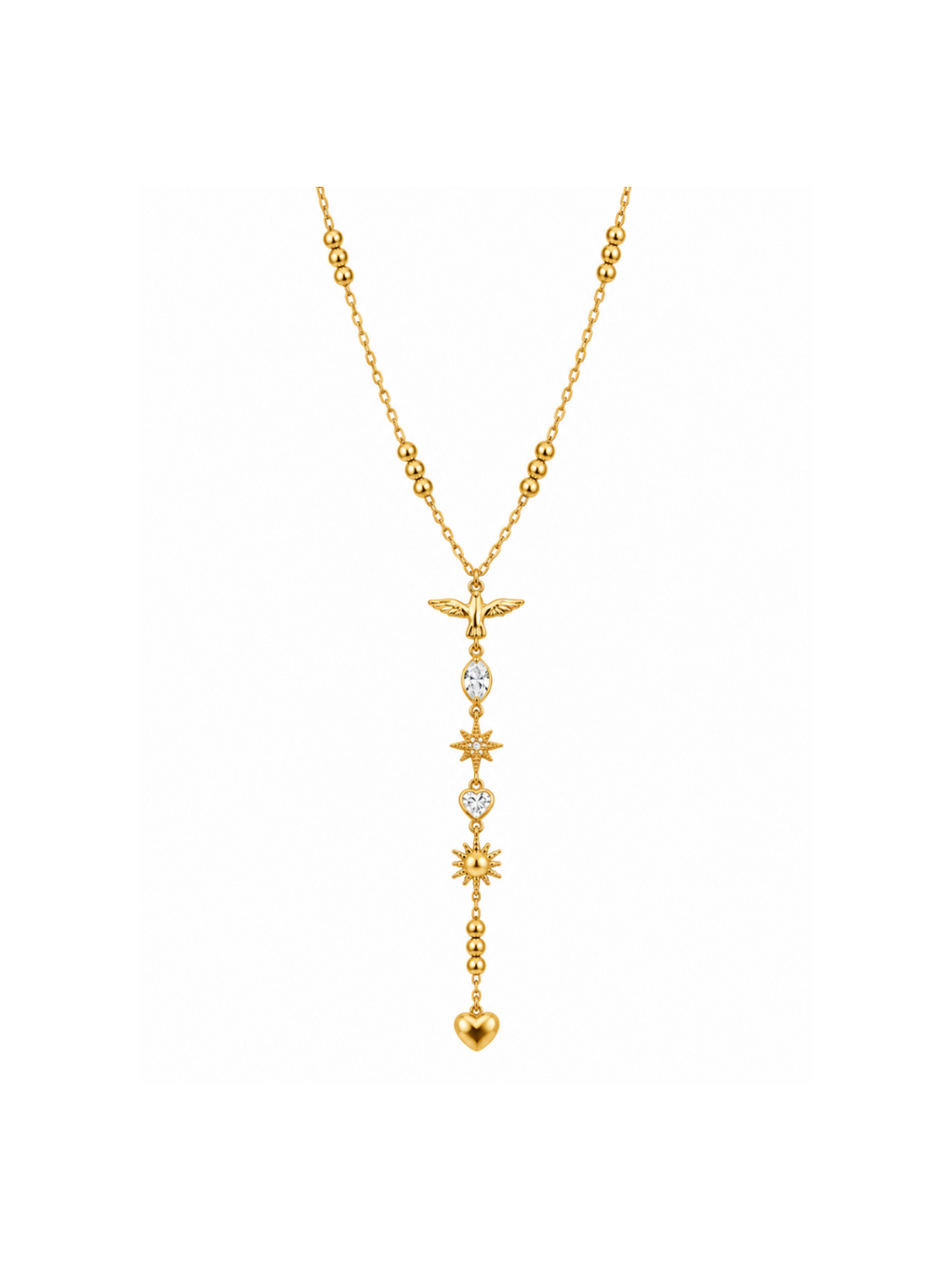 Gold Winged Lariat Necklace