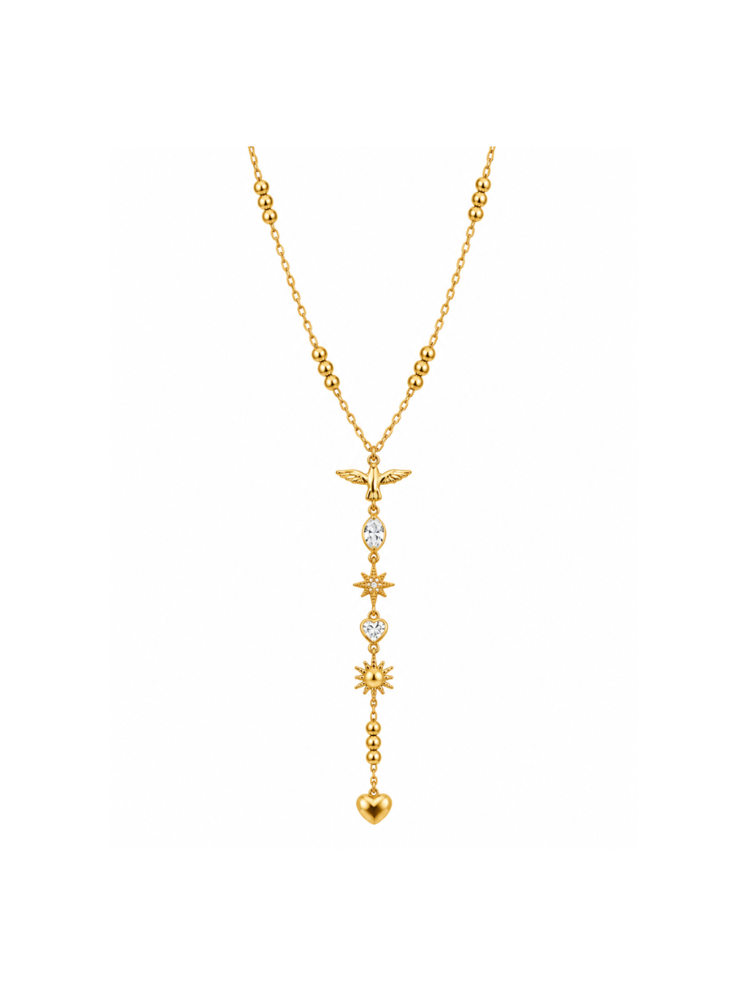 Gold Winged Lariat Necklace