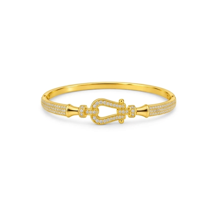 Diamond Clasp Gold Bangle