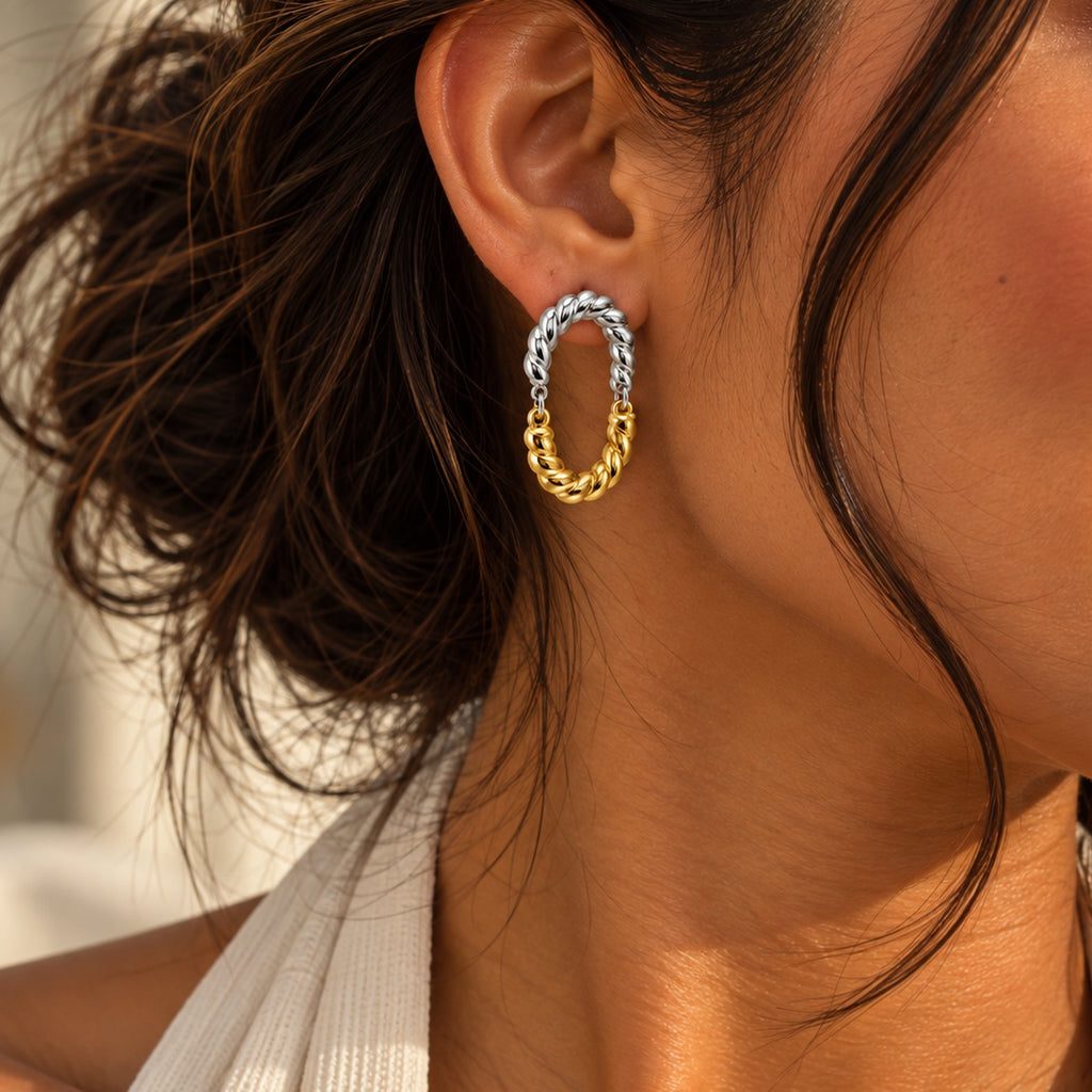 Duo-Tone Twisted Earrings