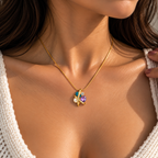 Contemporary Gold Gemstone Pendant Necklace