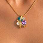 Contemporary Gold Gemstone Pendant Necklace